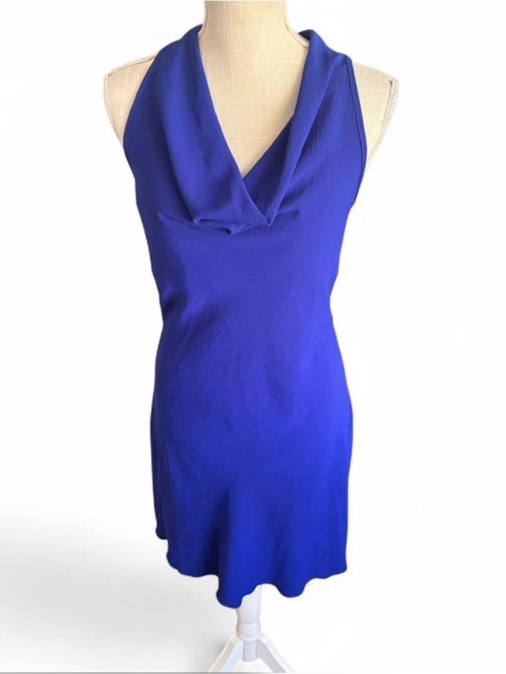 See You Monday Royal Blue Cowl Neck Mini Dress